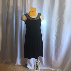 Beaded neck sleeveless black dress in size 4